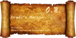 Ormós Marina névjegykártya